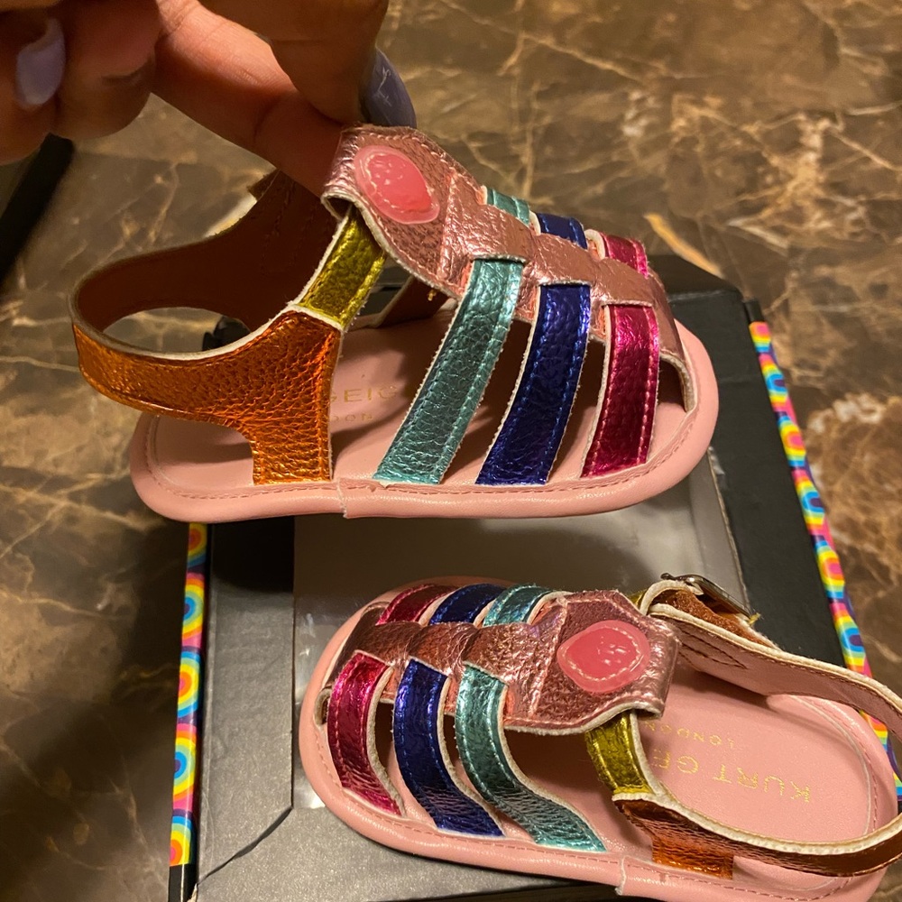 Kurt Geiger Pink and Blue Metallic Sandals